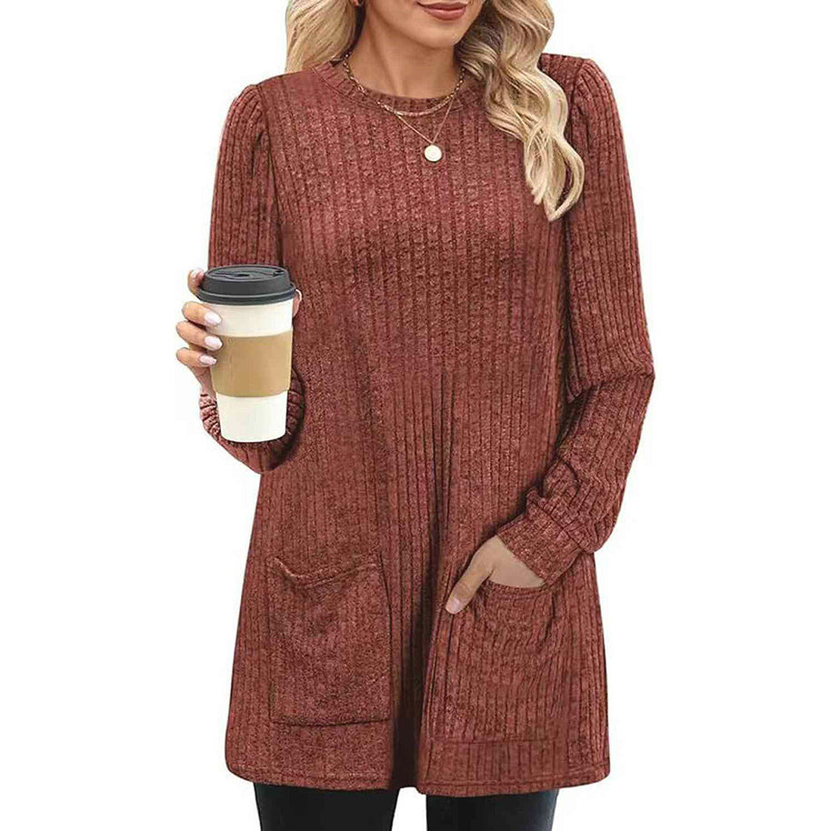 WW |  Herbst und Winter neue halblange Pullover Kleid Frau