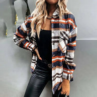 WW - Damen karierte oversized Jacke für gemütliches Styling