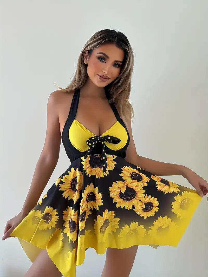 WW – Zweiteiliges Tankini-Set mit Sonnenblumen-Print