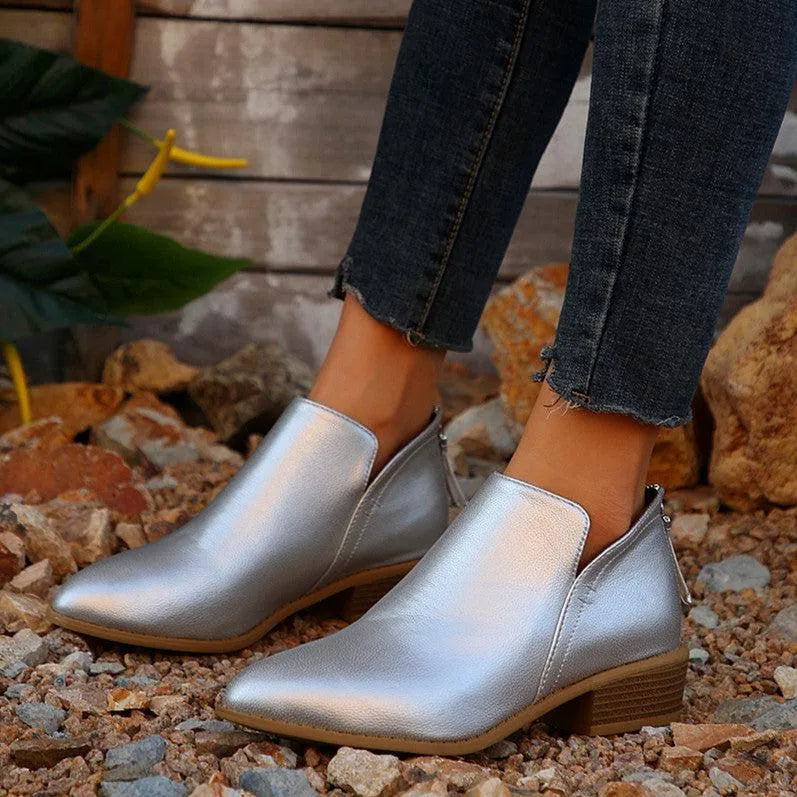 WW | Ankle boots with thick heel and zipper