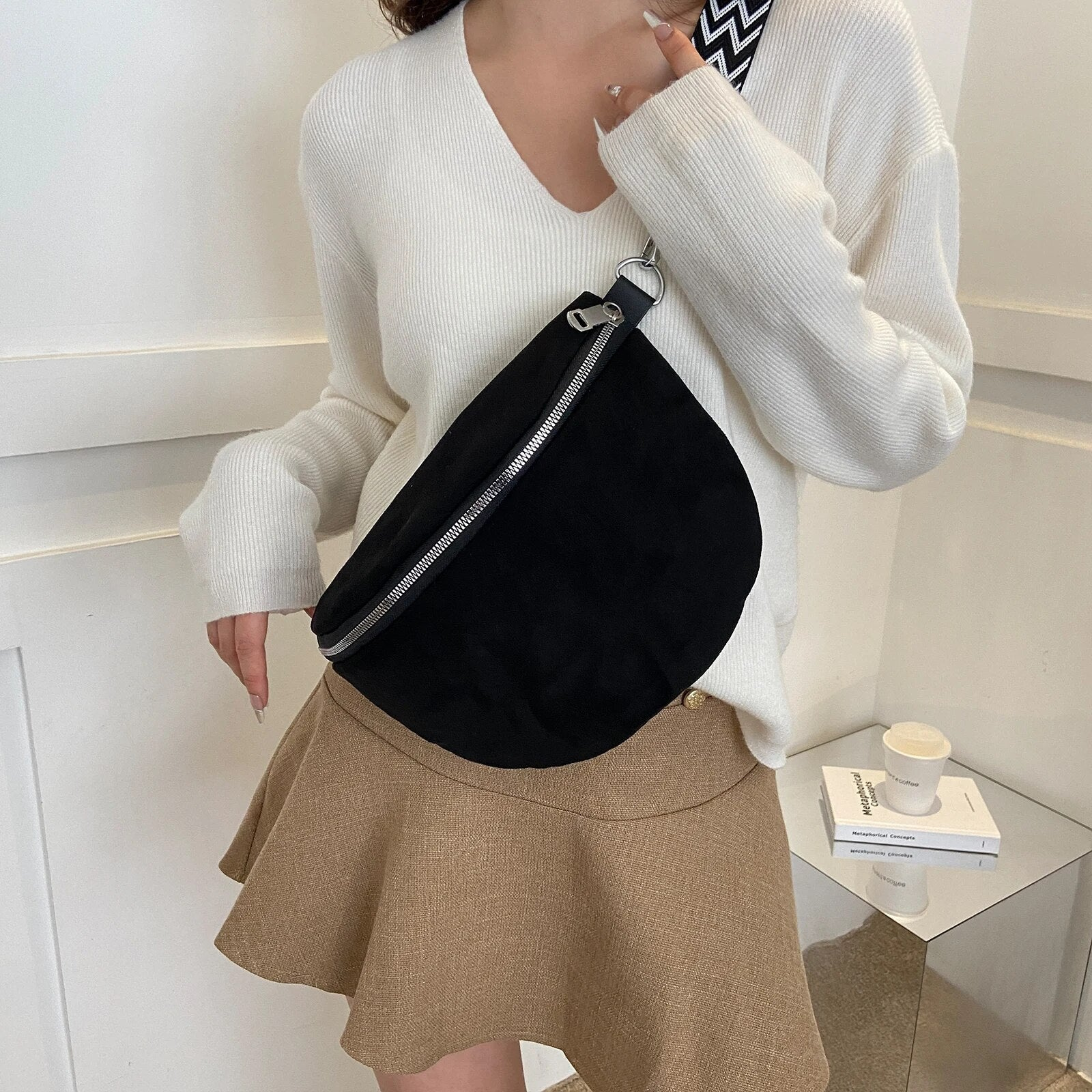 WW | Damen Bauchtasche Schwarz Gürteltasche