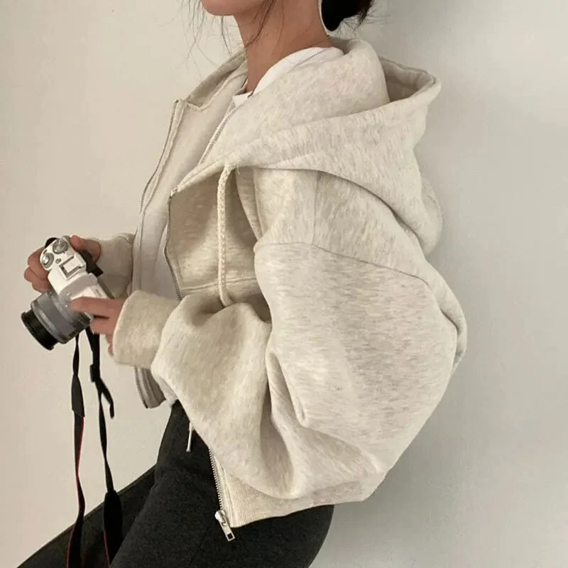 WW | Damen Kurze Strickjacke Mit Kapuze