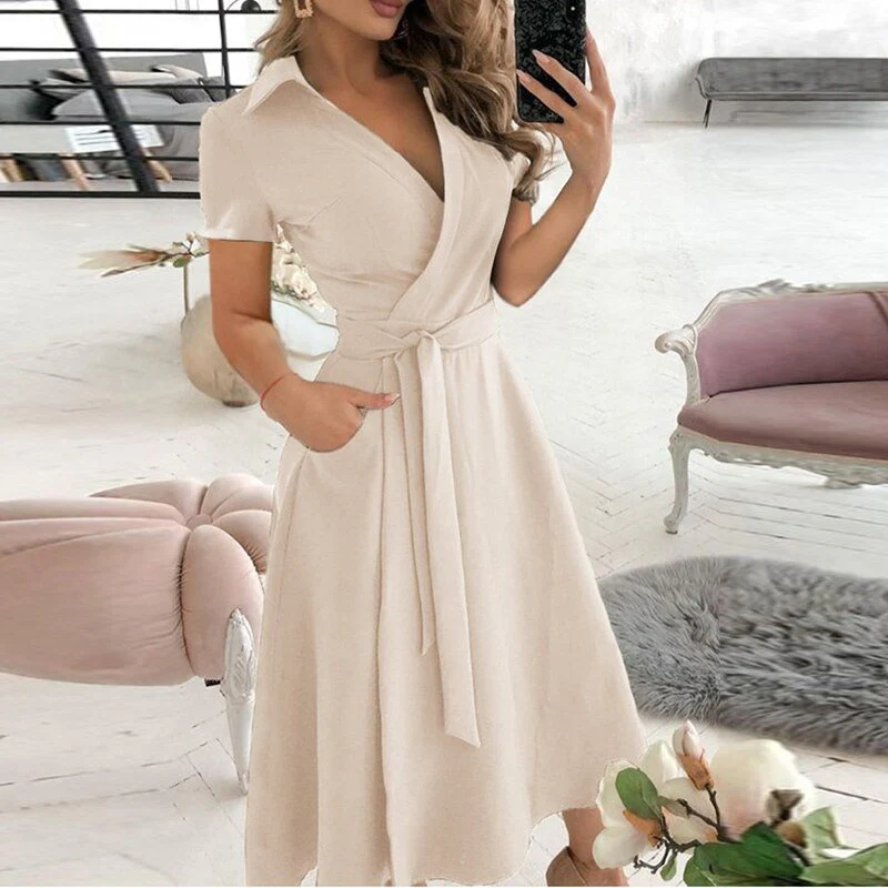 WW | Damen Lange Wickelkleid Midi