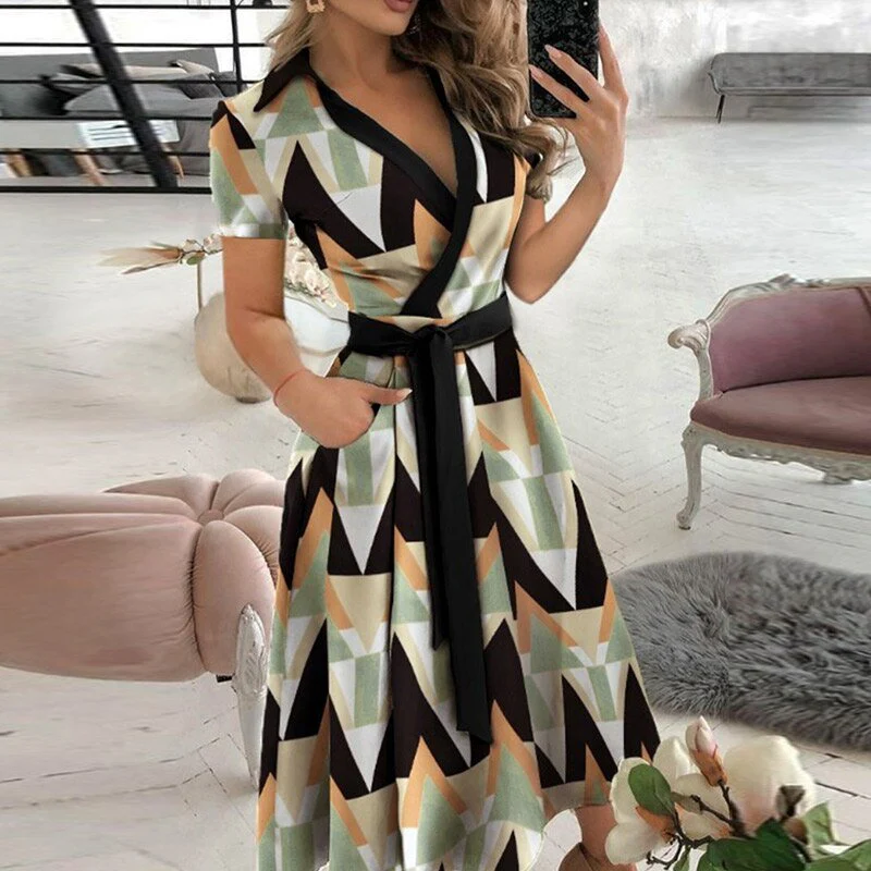 WW | Damen Lange Wickelkleid Midi