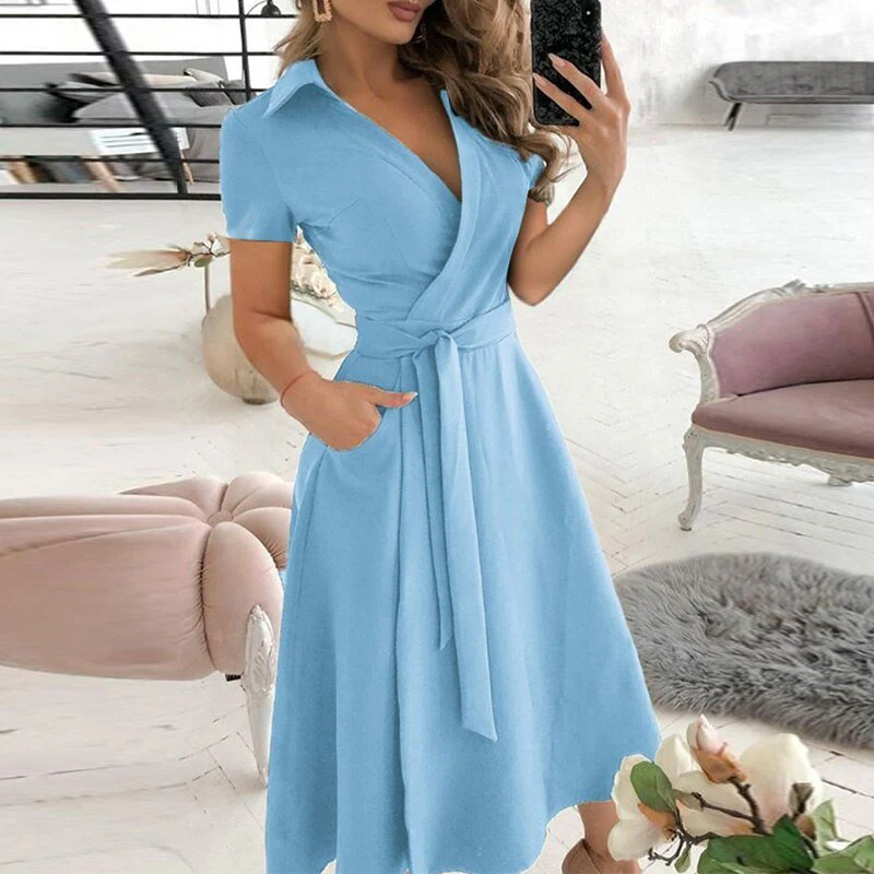 WW | Damen Lange Wickelkleid Midi