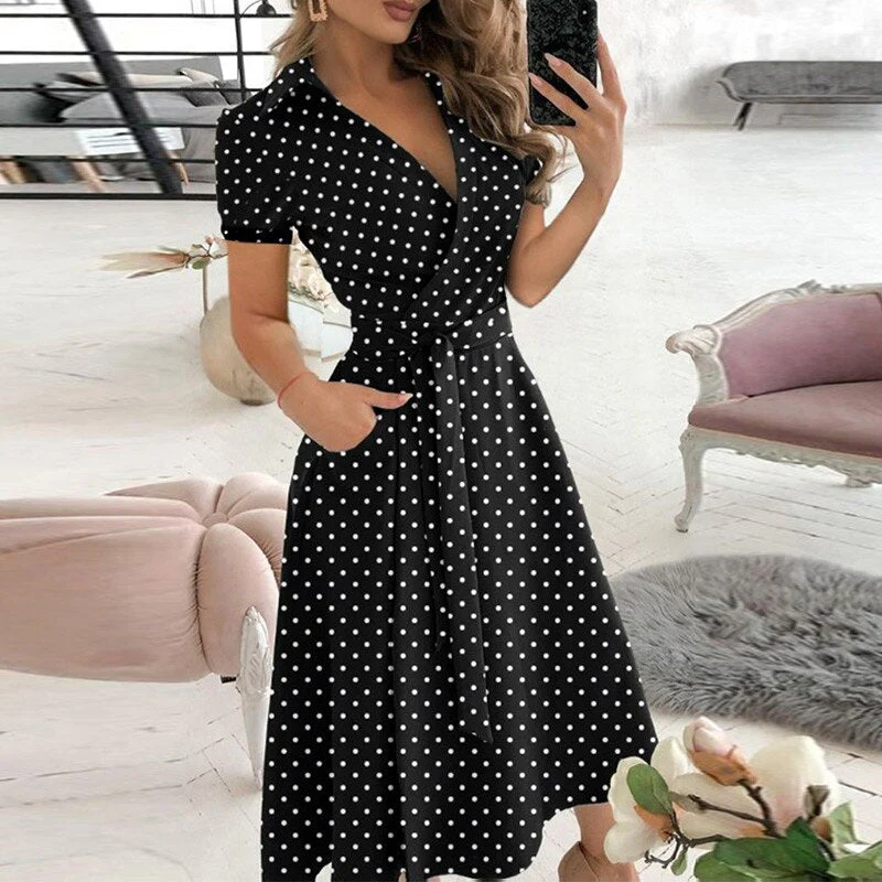 WW | Damen Lange Wickelkleid Midi