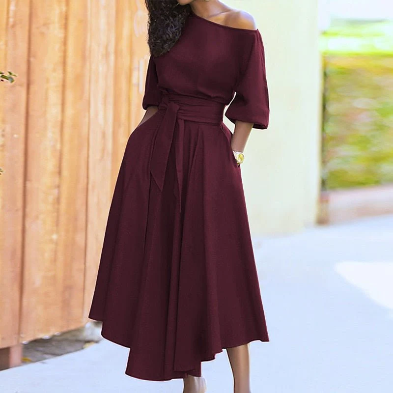 WW | Damen Lange Wickelkleid Midi