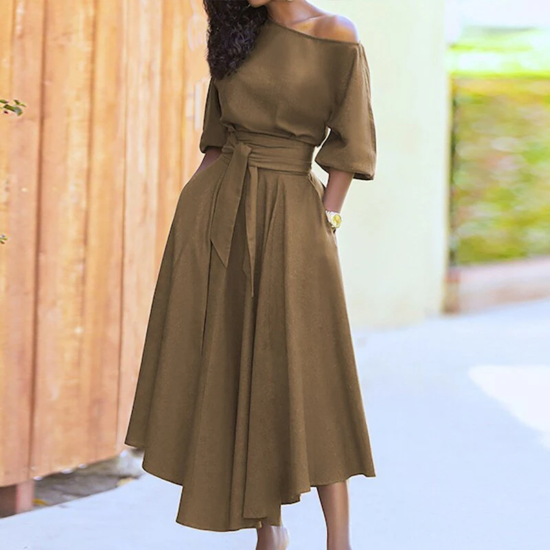 WW | Damen Lange Wickelkleid Midi
