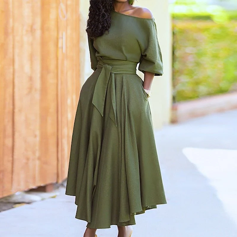 WW | Damen Lange Wickelkleid Midi