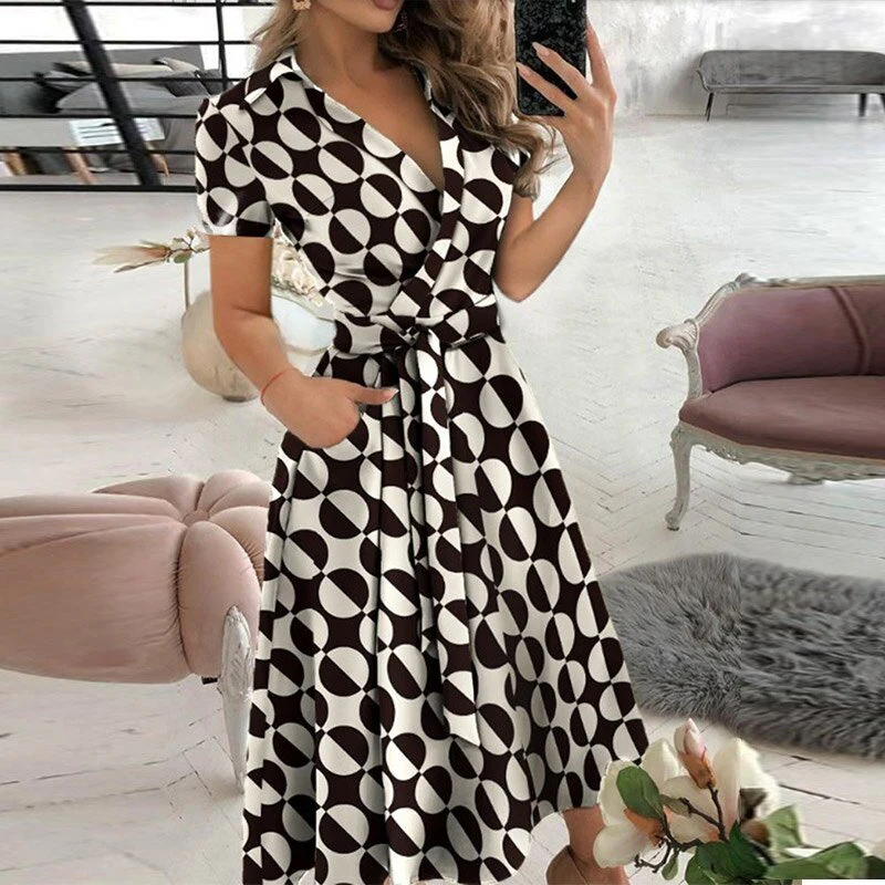 WW | Damen Lange Wickelkleid Midi
