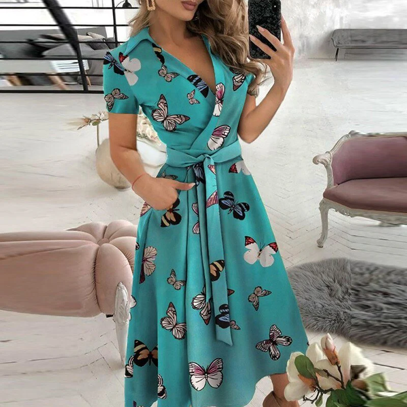 WW | Damen Lange Wickelkleid Midi