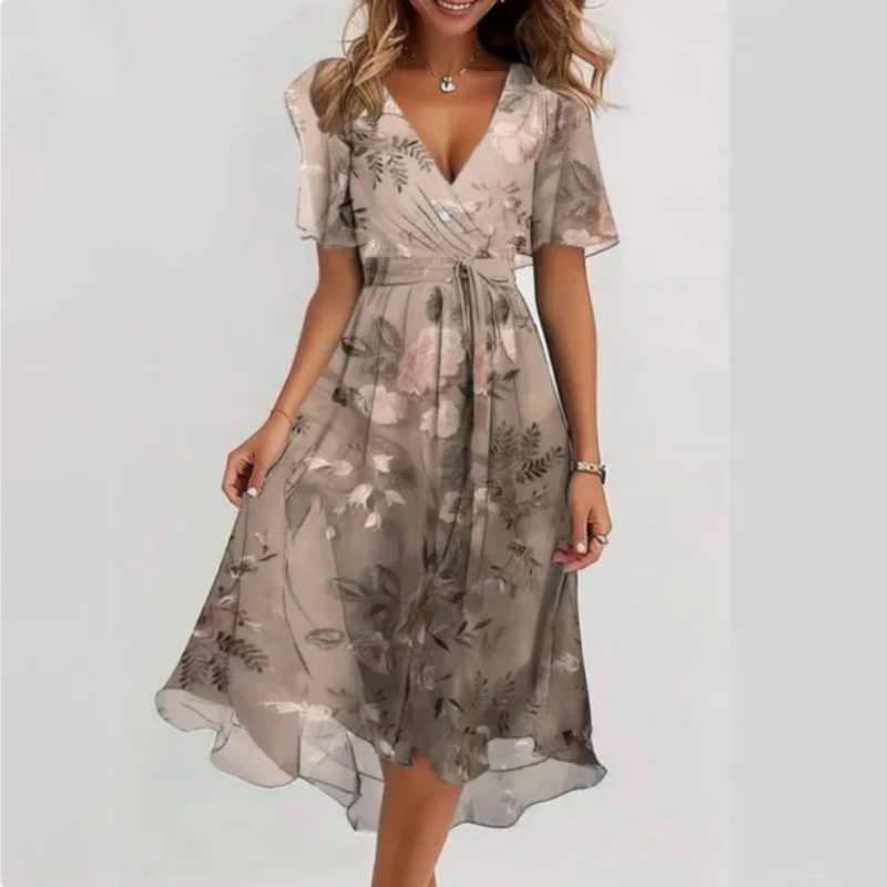 WW | Damen Elegante Midikleid Wickelkleid