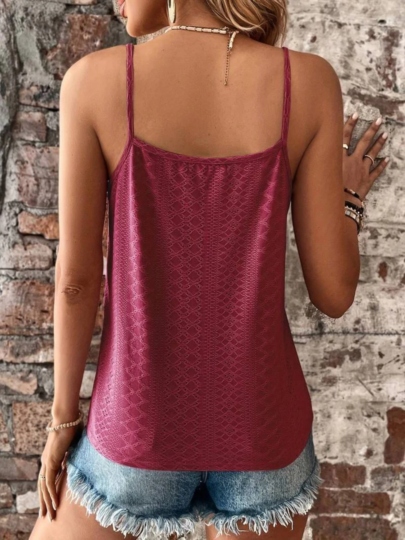 WW | Elegantes Ärmelloses Top mit Spitzenbesatz und Spaghetti Trägern