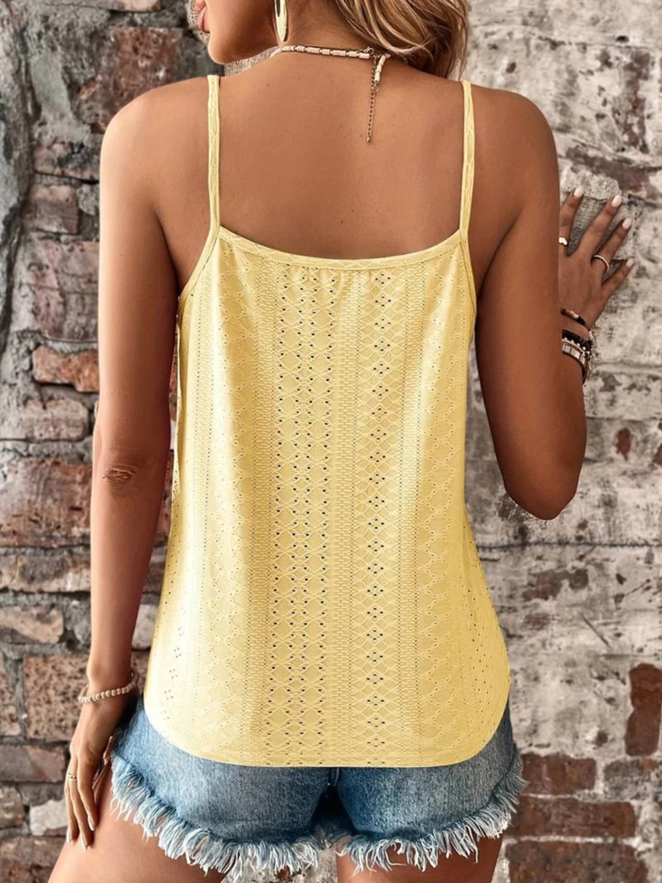 WW | Elegantes Ärmelloses Top mit Spitzenbesatz und Spaghetti Trägern