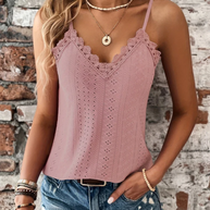 WW | Elegantes Ärmelloses Top mit Spitzenbesatz und Spaghetti Trägern