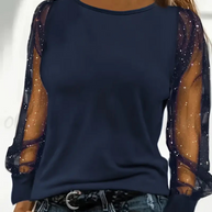 WW | Damen Glitzer Oberteile Schwarze Top