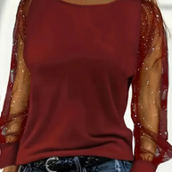 WW | Damen Glitzer Oberteile Schwarze Top
