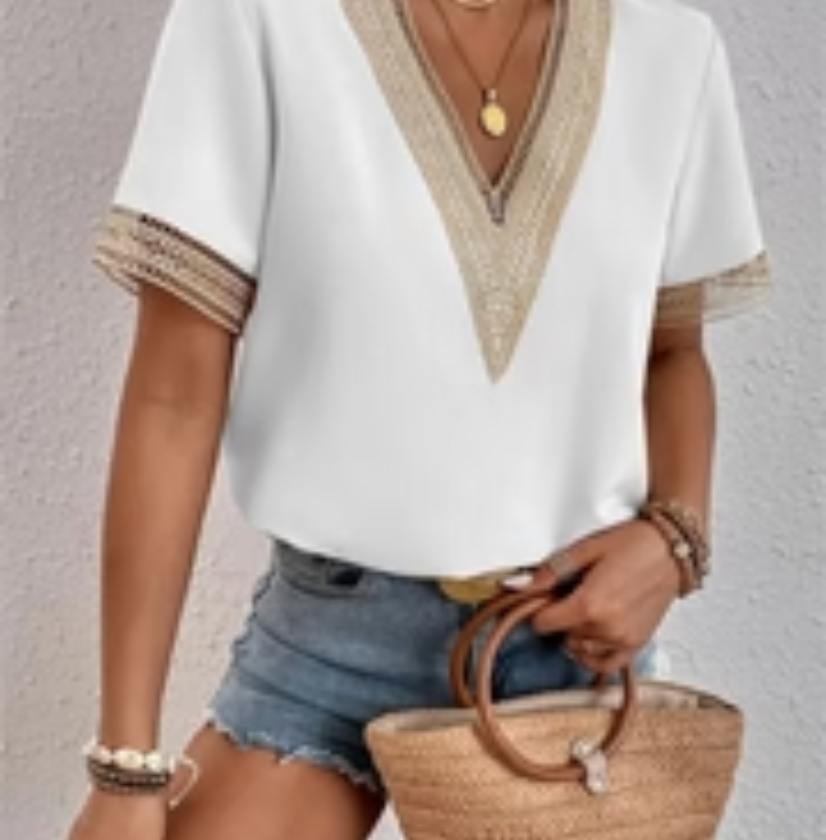 WW | Damen Kurzarm Bluse Modern