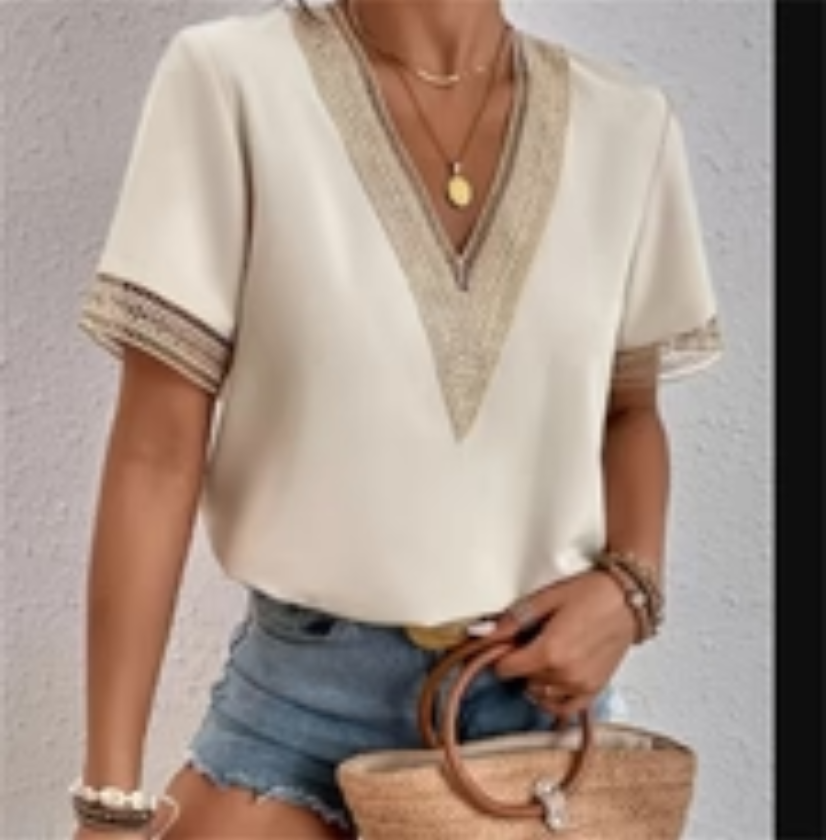 WW | Damen Kurzarm Bluse Modern