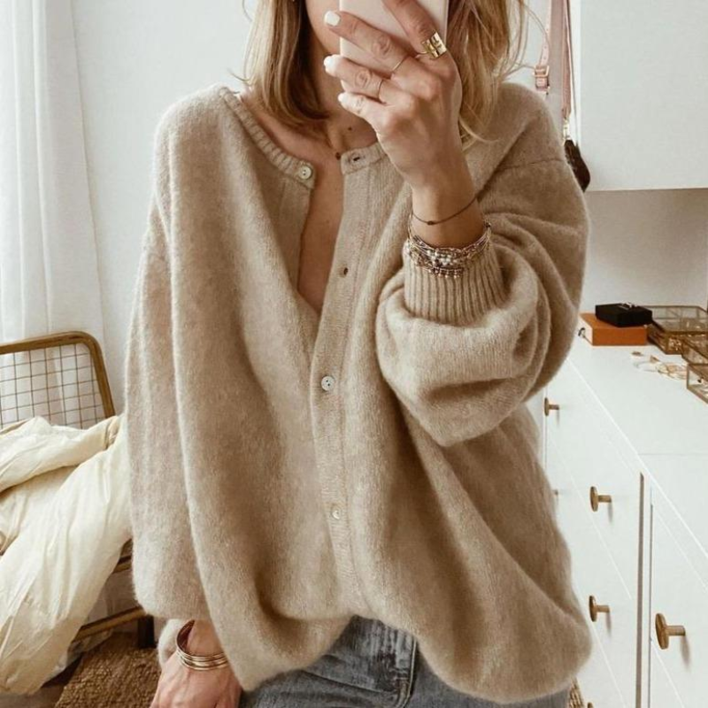 WW | Damen Kurze Strickjacke Beige