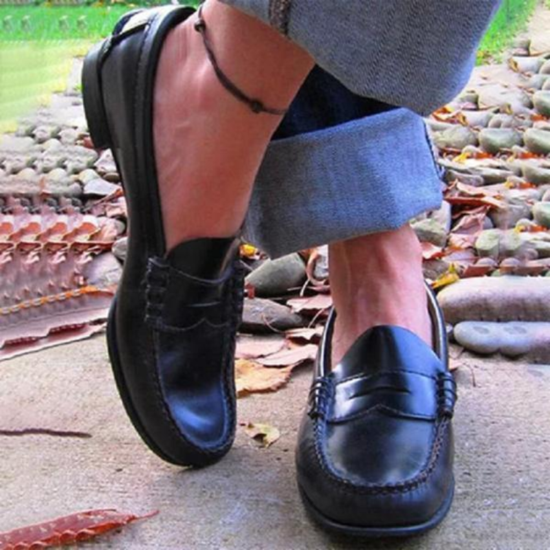 WW | Damen Schwarz Mokassins Loafer Schuhe