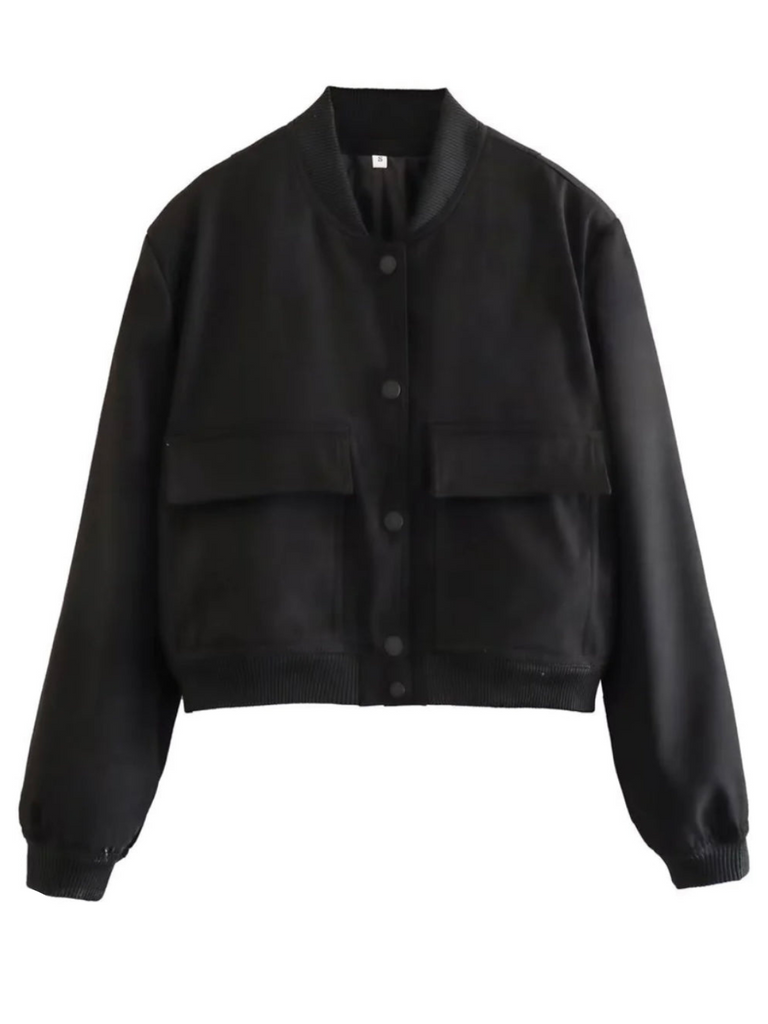 WW | Damen Schwarze Bomberjacke Elegant
