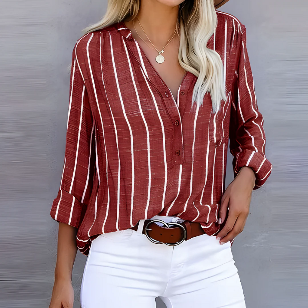 WW | Damen Langarm Bluse Gestreift Shirt