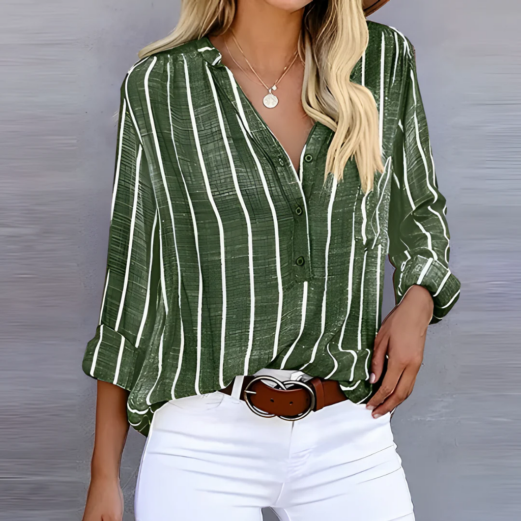 WW | Damen Langarm Bluse Gestreift Shirt