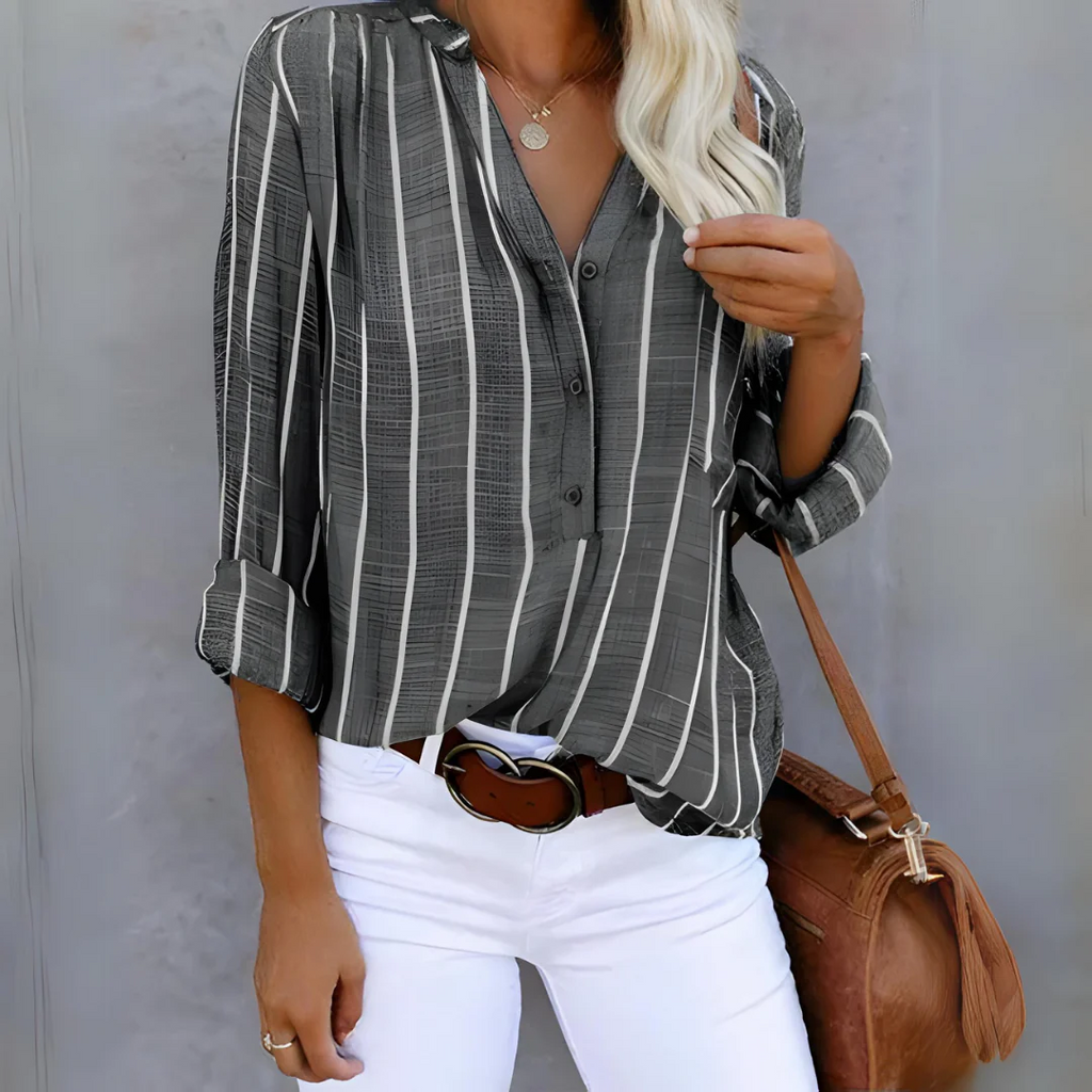 WW | Damen Langarm Bluse Gestreift Shirt