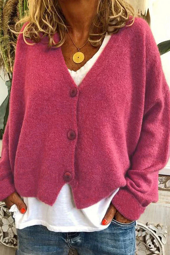 W&W Mode | Damen Strickjacke Kurz Rot