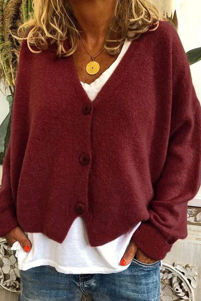 W&W Mode | Damen Strickjacke Kurz Rot