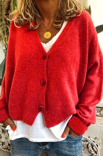 W&W Mode | Damen Strickjacke Kurz Rot