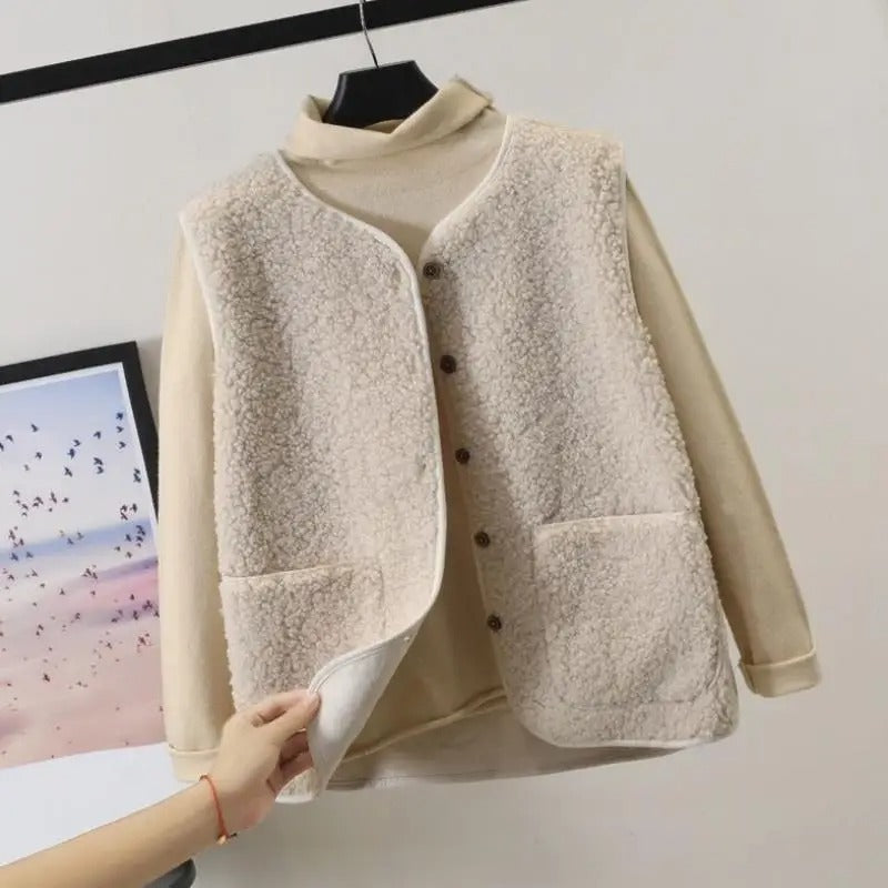 WW | Damen Teddy Weste Ärmellose