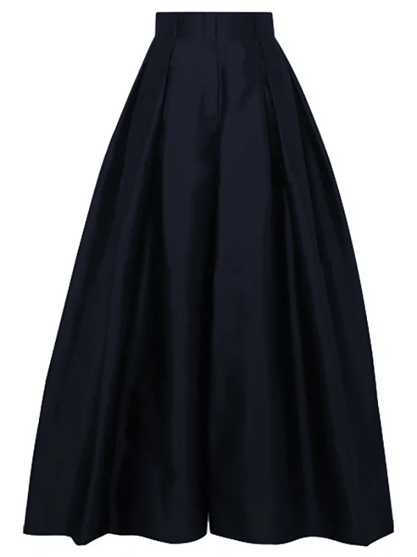 WW | Lockere Hose mit Hoher Taille Weitem Bein und Plissee Taschen