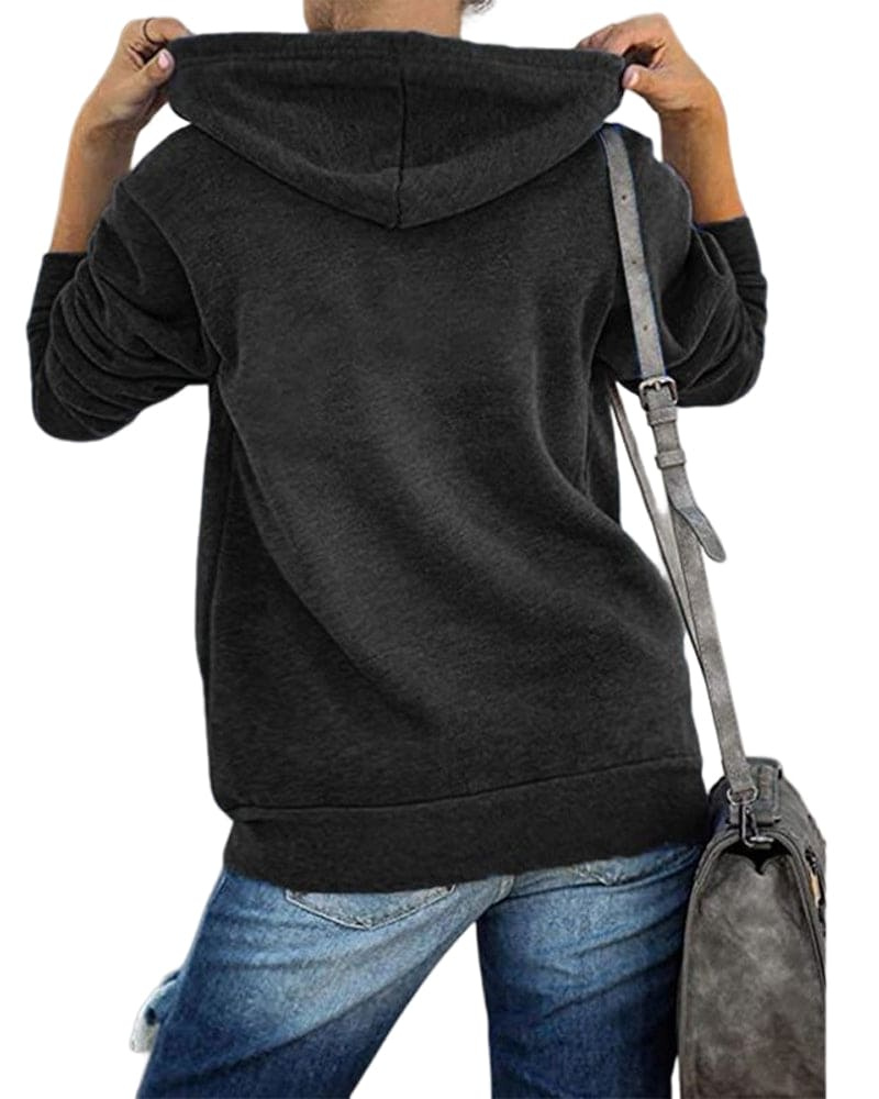 W&W Mode | Damen Schwarzer Zip-Kapuzenpulli
