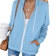 WW | Damen Schwarzer Zip-Kapuzenpulli