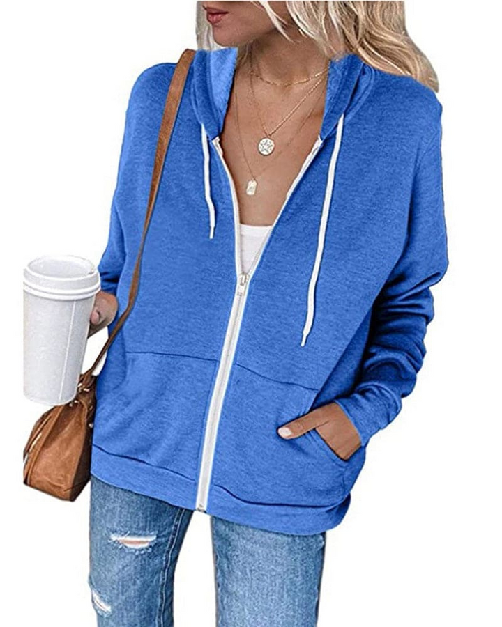 W&W Mode | Damen Schwarzer Zip-Kapuzenpulli