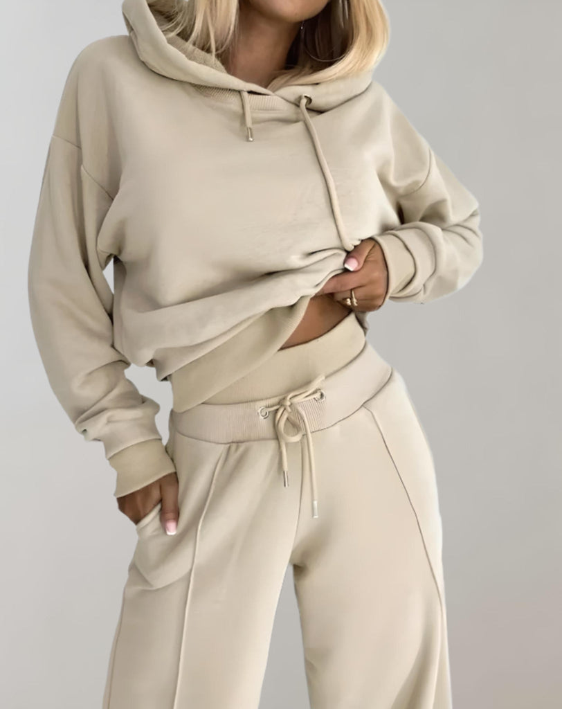 WW | Damen Loungeset Mit Kapuze Und Weitem Hose