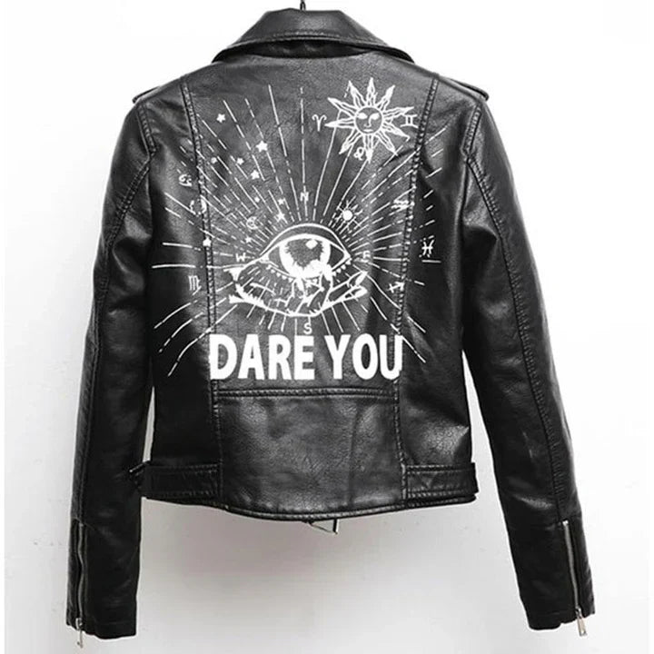 WW | Lederjacke Mit Coolem Aufdruck