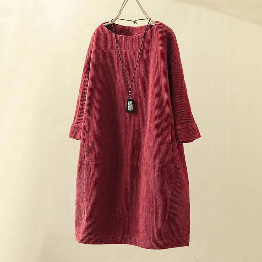 W&W Mode LUNA - Vintage Herbst Kord Midikleid