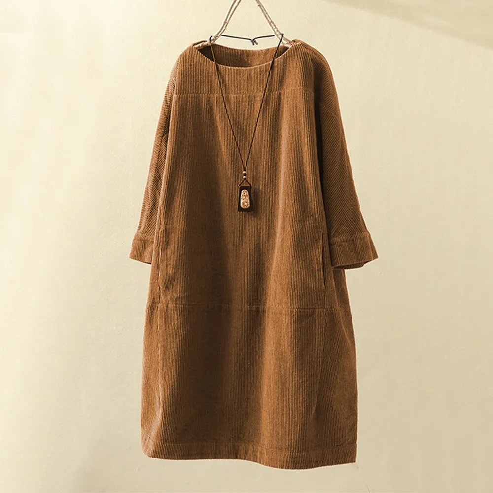W&W Mode LUNA - Vintage Herbst Kord Midikleid