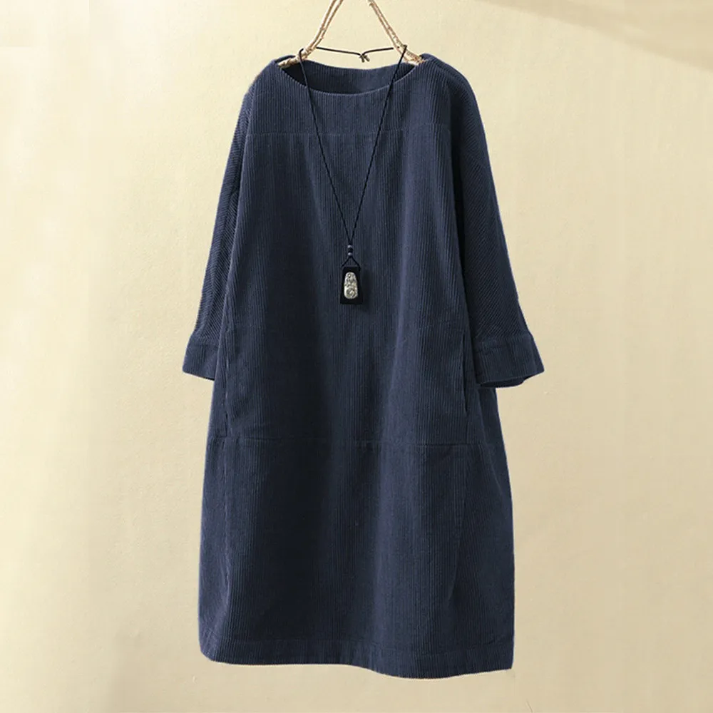 W&W Mode LUNA - Vintage Herbst Kord Midikleid