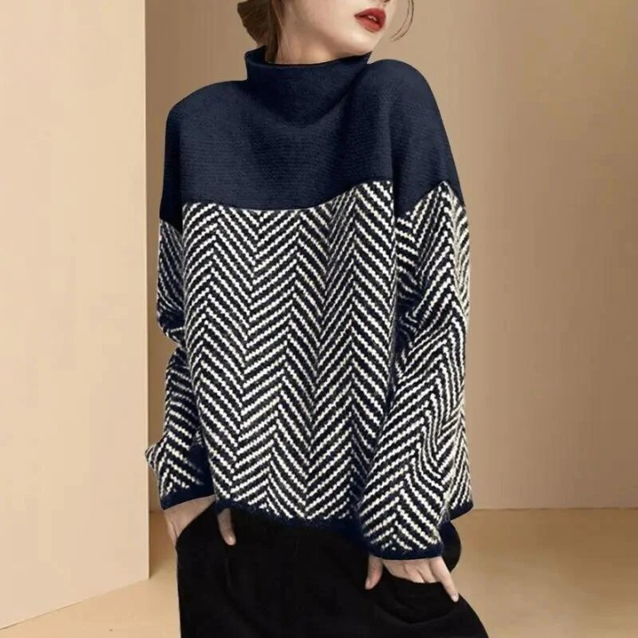 WW | Damen Rollkragenpullover mit Zweifarbdesign