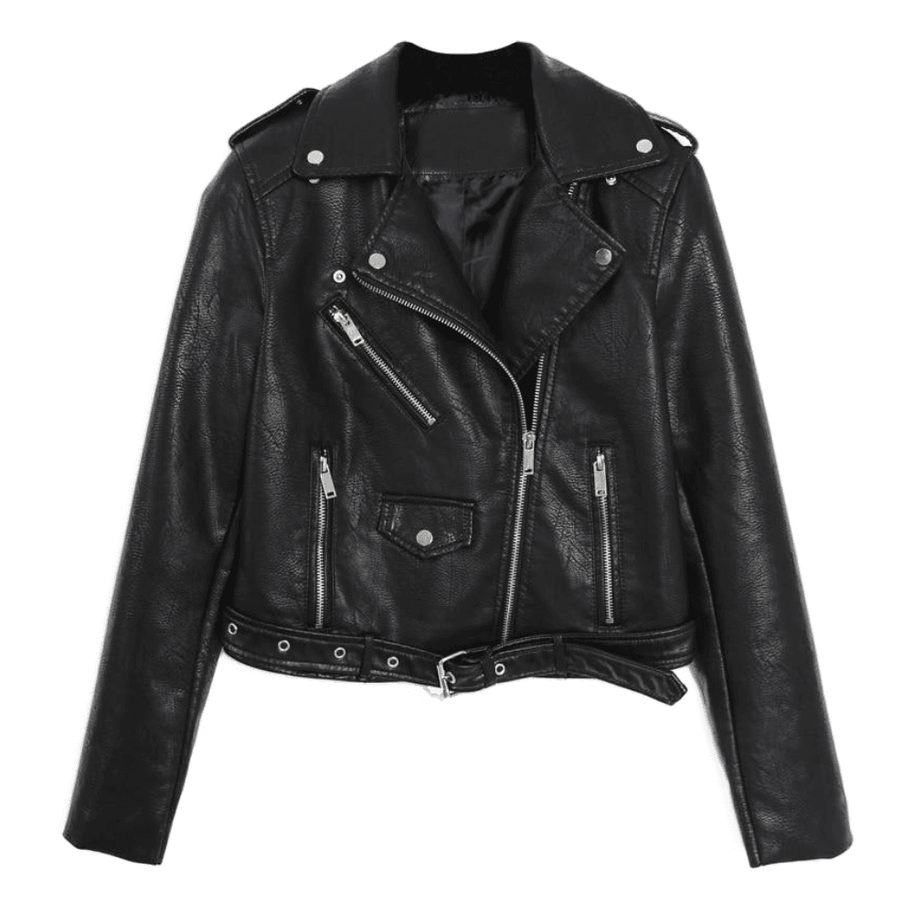 WW - Coole PU-Lederjacke mit Nieten-Gürtel