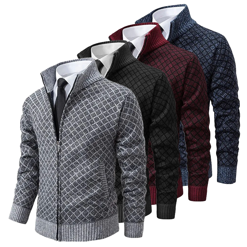 W&W Mode | Jacquard Strickjacke Für Herren