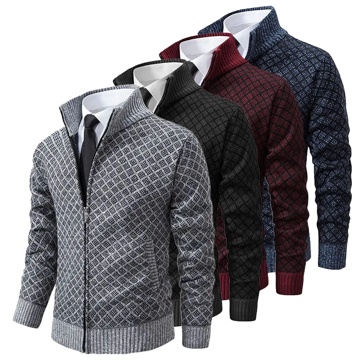 W&W Mode | Jacquard Strickjacke Für Herren