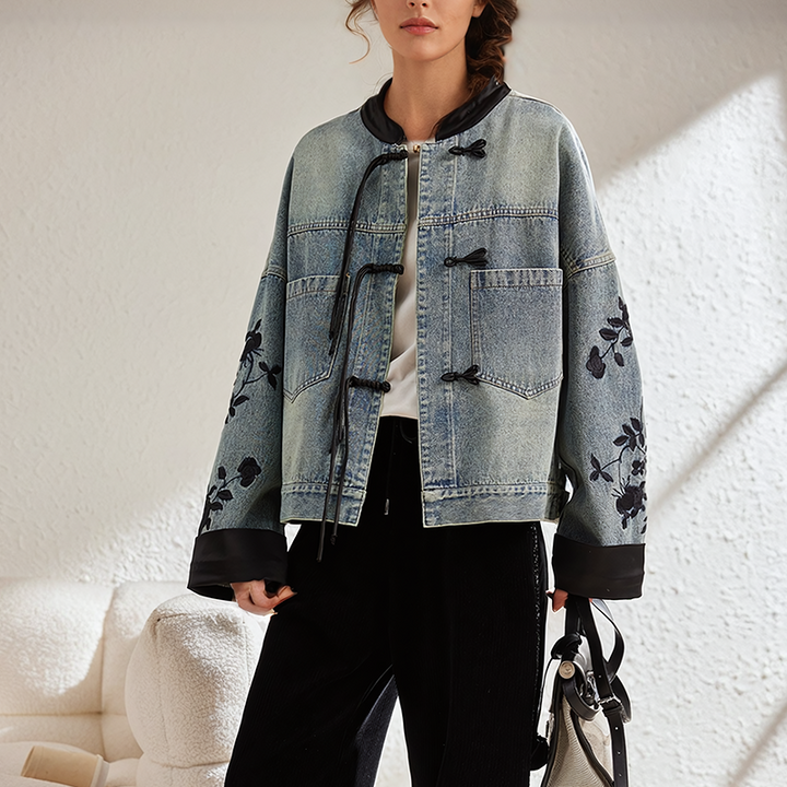 W&W Mode | Vintage-Blumen-Jeansjacke