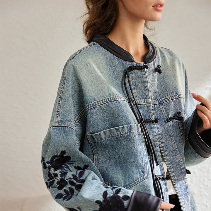 W&W Mode | Vintage-Blumen-Jeansjacke