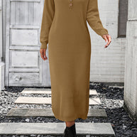 WW | Schicker Herbst Sweatkleid mit Knopfdetail für Frauen