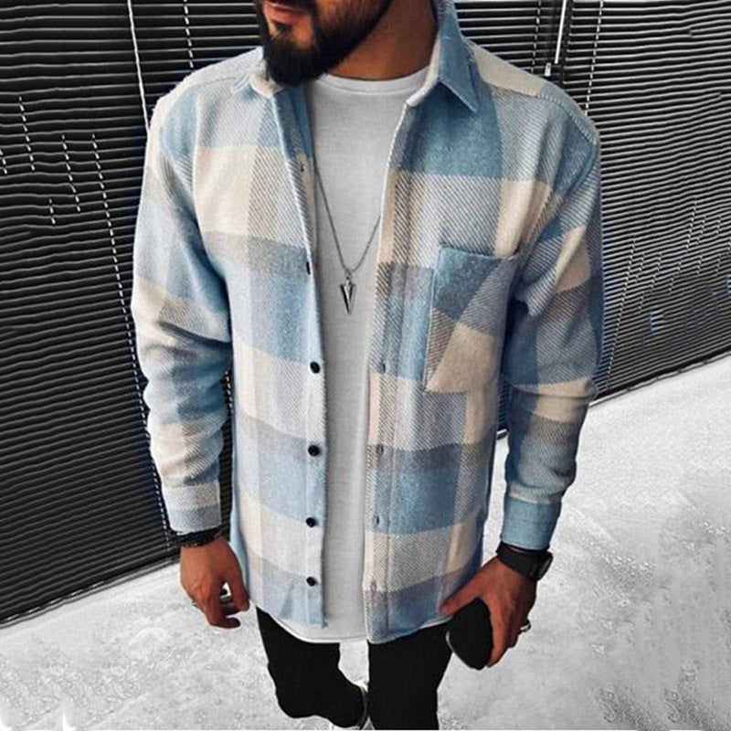 WW | Lässige Karo Langarmjacke Für Herren